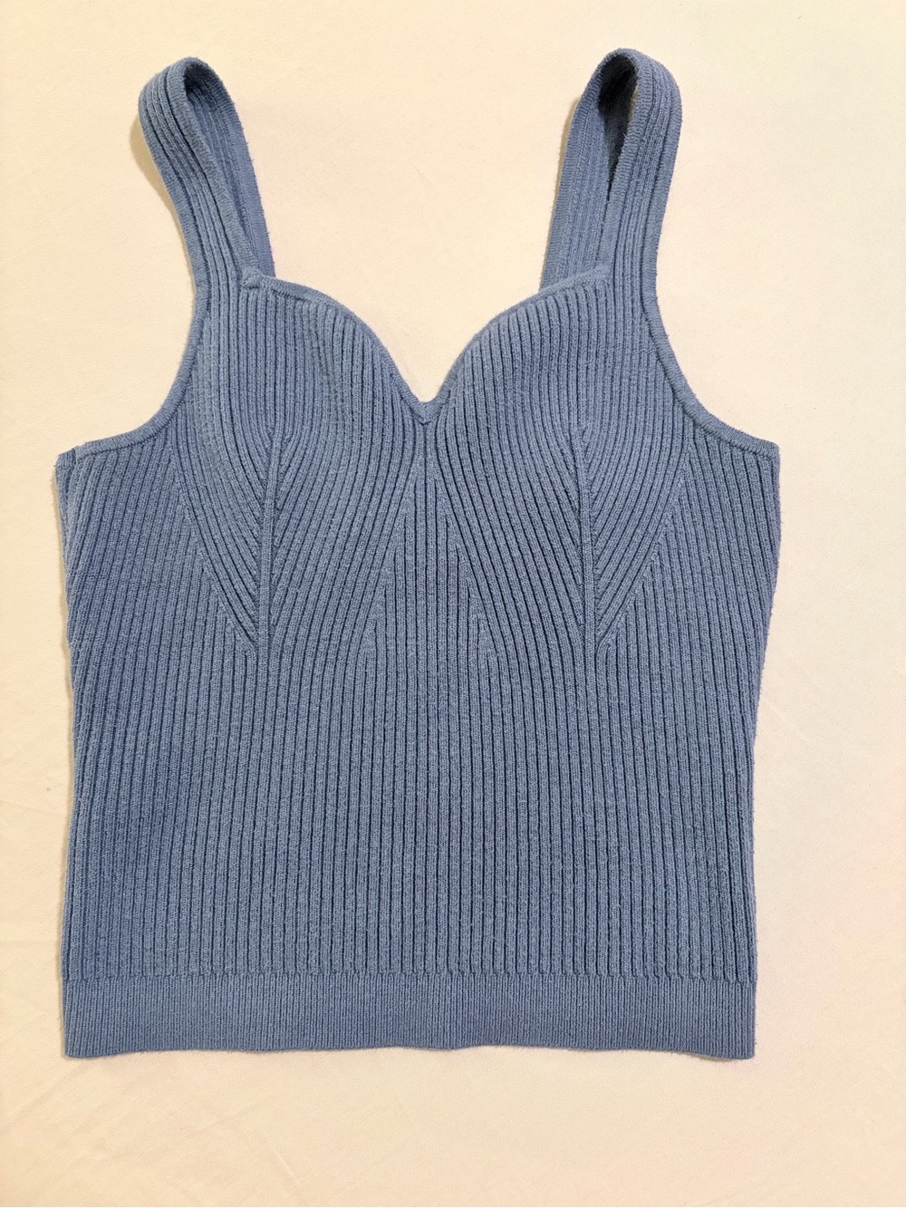 Abercrombie & Fitch Blue Ribbed Sweetheart Cropped Tank Top, size M